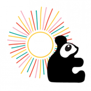 panda logo with sun background